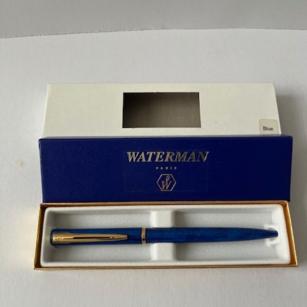 Waterman (Paris) Ballpoint Pen ; Deep blue with Gold color trim; Vintage